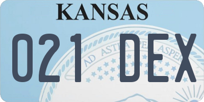 KS license plate 021DEX