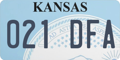KS license plate 021DFA