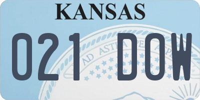 KS license plate 021DOW