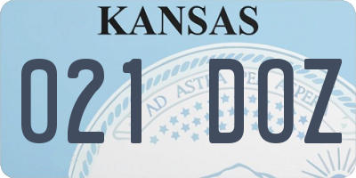 KS license plate 021DOZ