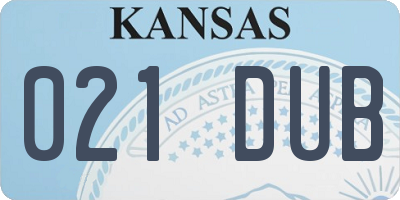KS license plate 021DUB