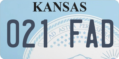 KS license plate 021FAD