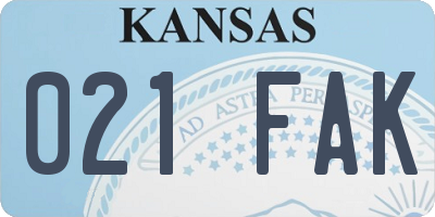 KS license plate 021FAK
