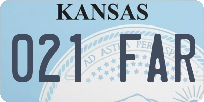 KS license plate 021FAR