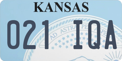 KS license plate 021IQA