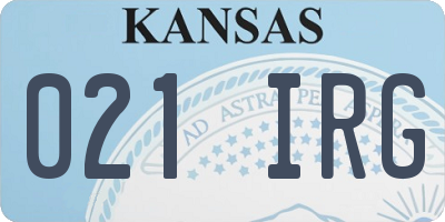 KS license plate 021IRG