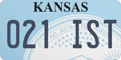 KS license plate 021IST