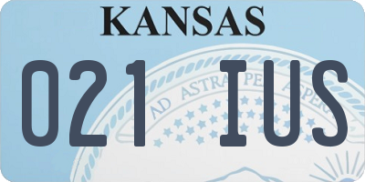 KS license plate 021IUS