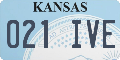 KS license plate 021IVE