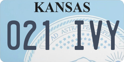 KS license plate 021IVY