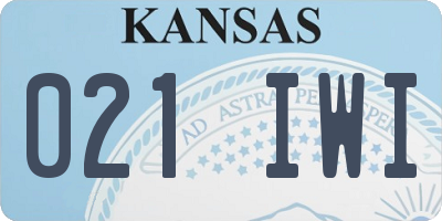 KS license plate 021IWI