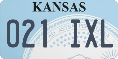KS license plate 021IXL
