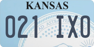 KS license plate 021IXO