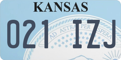 KS license plate 021IZJ