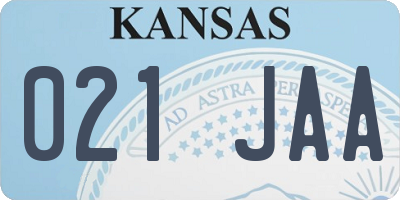 KS license plate 021JAA