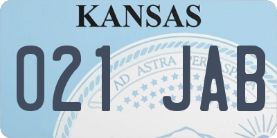 KS license plate 021JAB