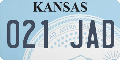 KS license plate 021JAD