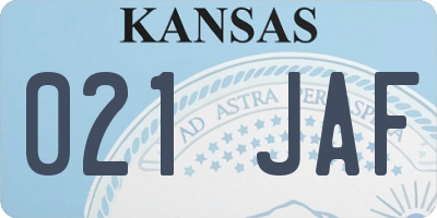 KS license plate 021JAF