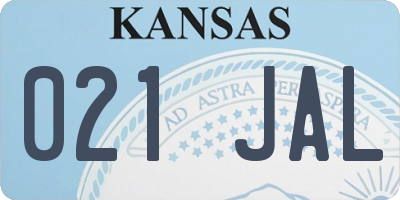 KS license plate 021JAL