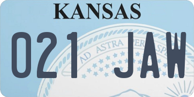 KS license plate 021JAW