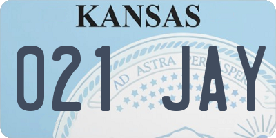 KS license plate 021JAY