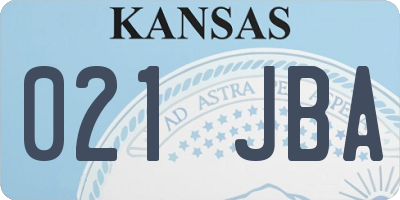 KS license plate 021JBA