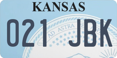 KS license plate 021JBK