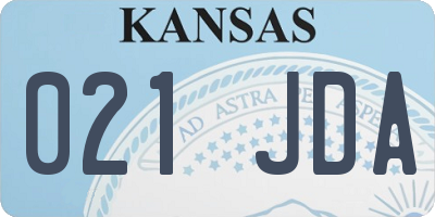 KS license plate 021JDA