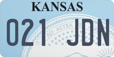 KS license plate 021JDN