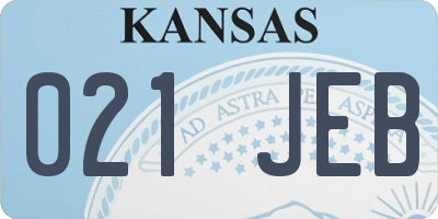 KS license plate 021JEB