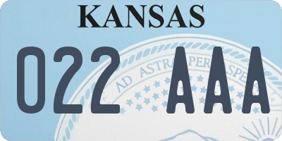 KS license plate 022AAA