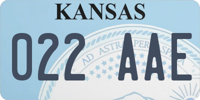 KS license plate 022AAE