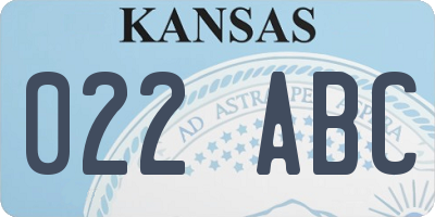KS license plate 022ABC