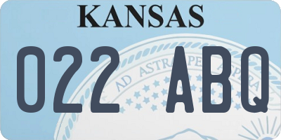 KS license plate 022ABQ