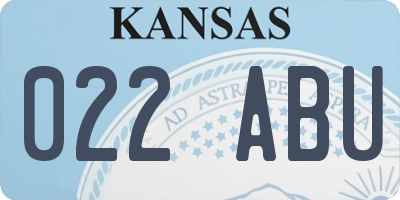 KS license plate 022ABU