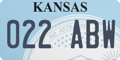 KS license plate 022ABW