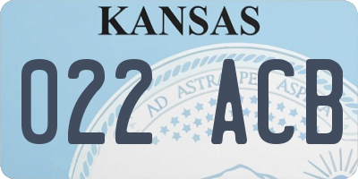 KS license plate 022ACB