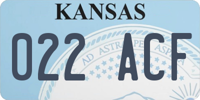 KS license plate 022ACF