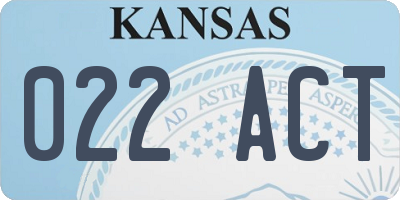 KS license plate 022ACT