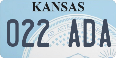 KS license plate 022ADA