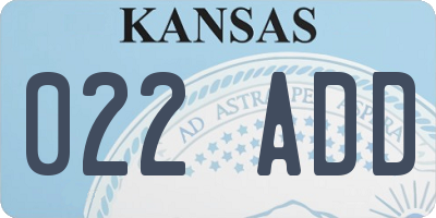 KS license plate 022ADD