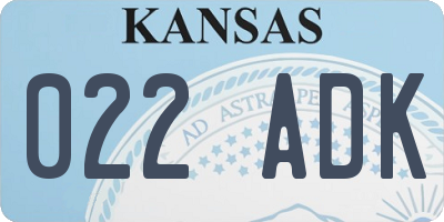 KS license plate 022ADK