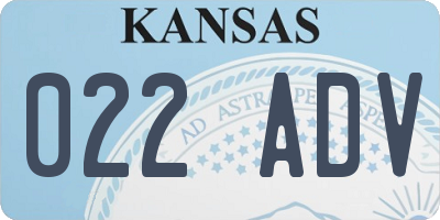 KS license plate 022ADV