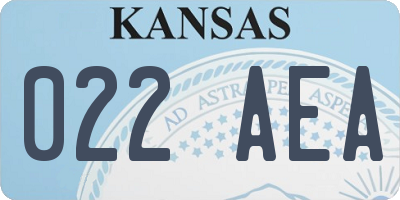 KS license plate 022AEA