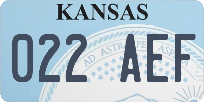 KS license plate 022AEF