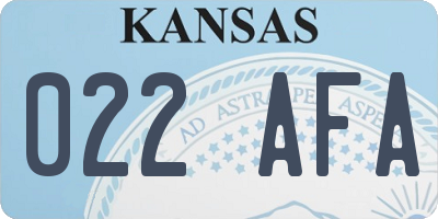 KS license plate 022AFA
