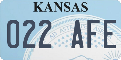 KS license plate 022AFE
