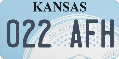 KS license plate 022AFH