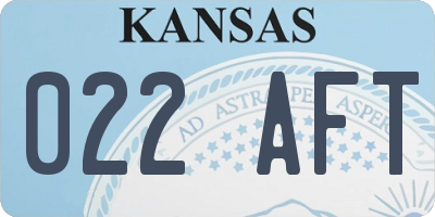 KS license plate 022AFT