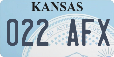 KS license plate 022AFX